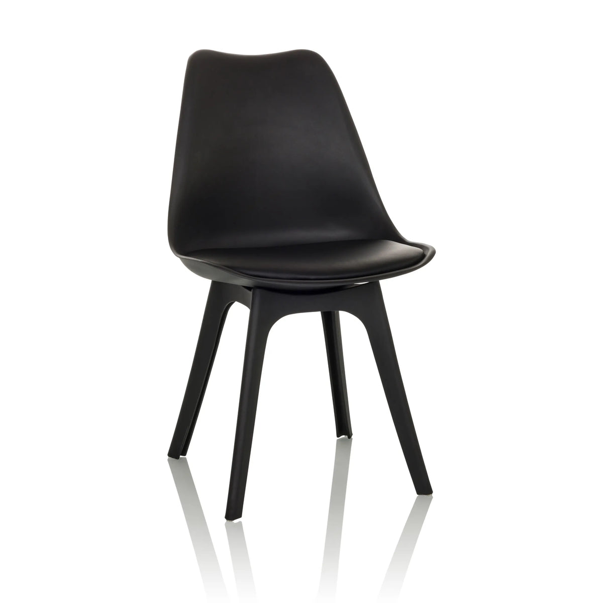 Black Shell chair SCANDI P with four legs by hjh OFFICE – 360-degree view (front view 15°)