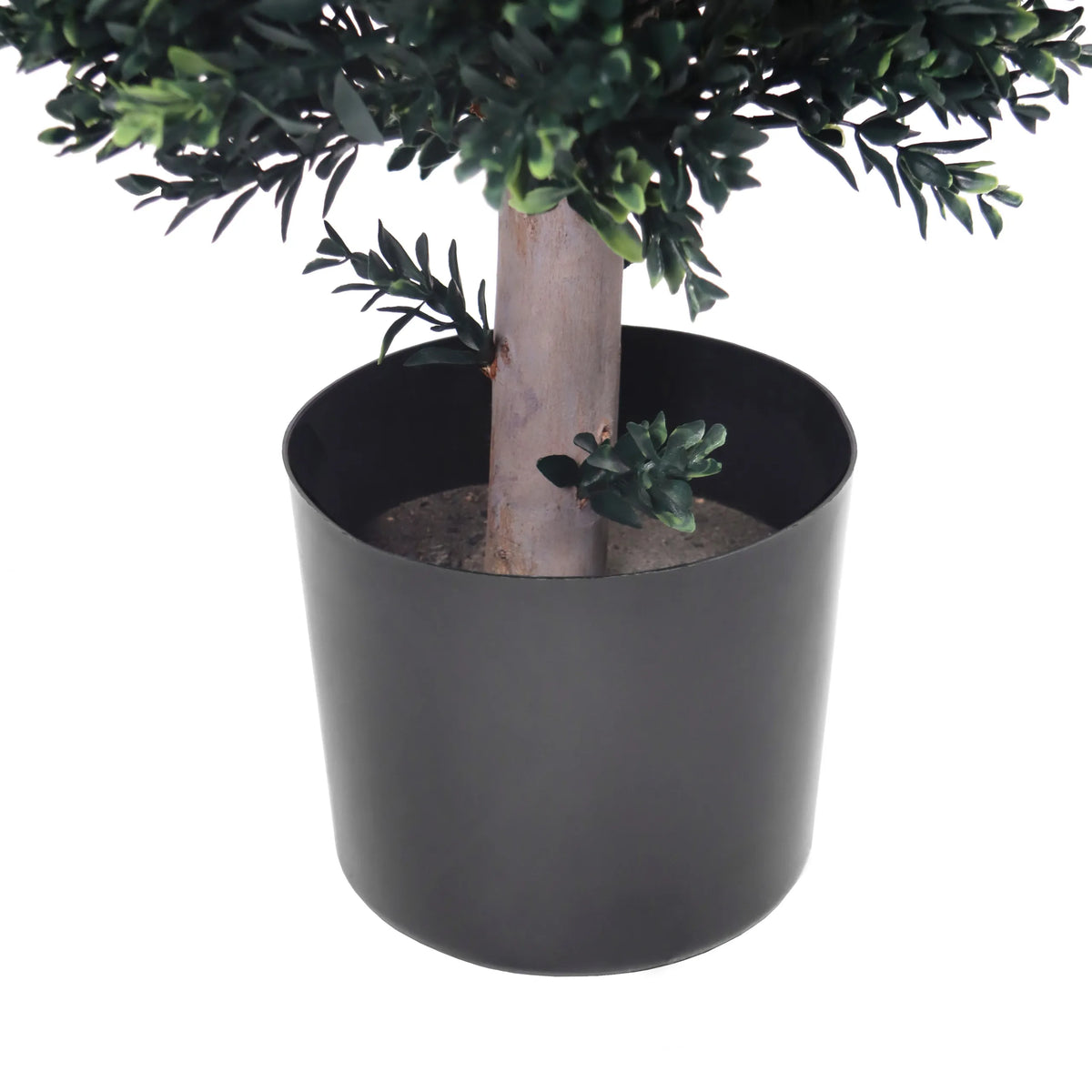 Black plant pot with stem and green leaves of the Artificial plant BUXUS by hjh OFFICE