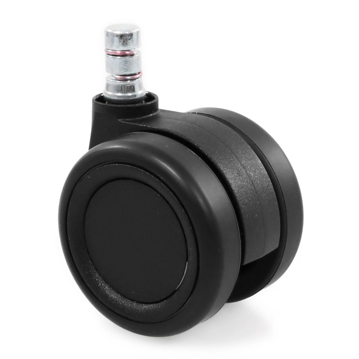 Black Castors 5x ROLO COLOR 60 11mm/60mm for hard floors with metallic mounting pin by hjh OFFICE – 360-degree view (rear three-quarter view 120°)