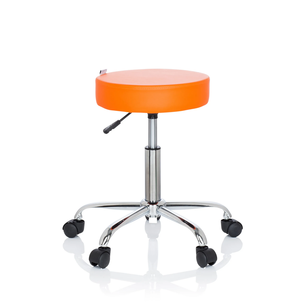 Orange Swivel stool OPERATOR II with gas lift and five-caster base by hjh OFFICE – 360-degree view (front view 0°)
