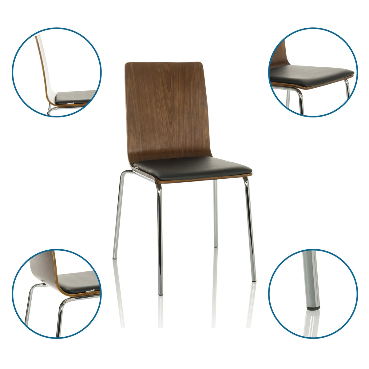 Guest chair PERIA with wooden backrest, black seat and chrome frame by hjh OFFICE