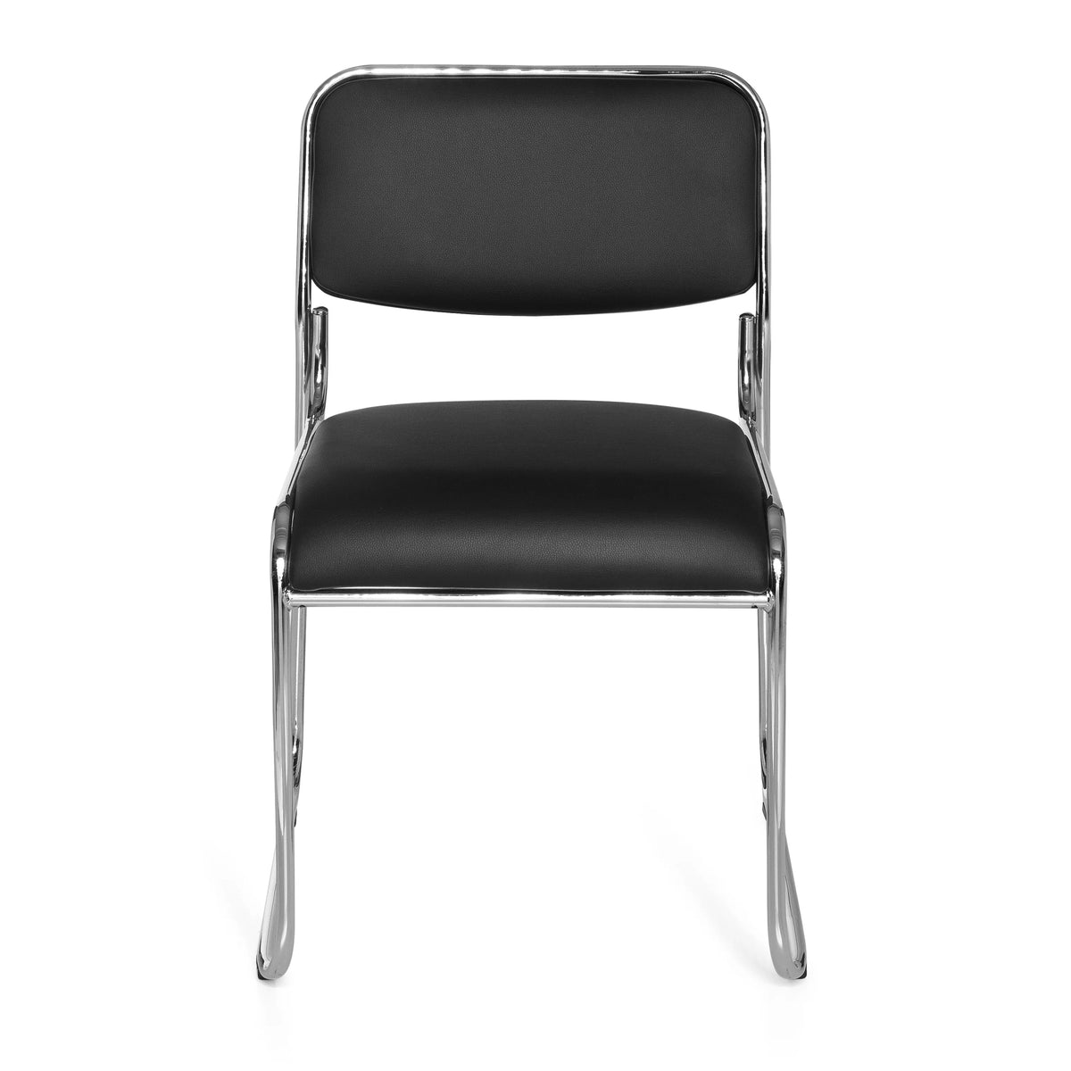 Schwarzer Besucherstuhl KOLTA mit Polsterung und Gestell aus Chrom von hjh OFFICE – 360-Grad-Ansicht (Frontansicht 0°)