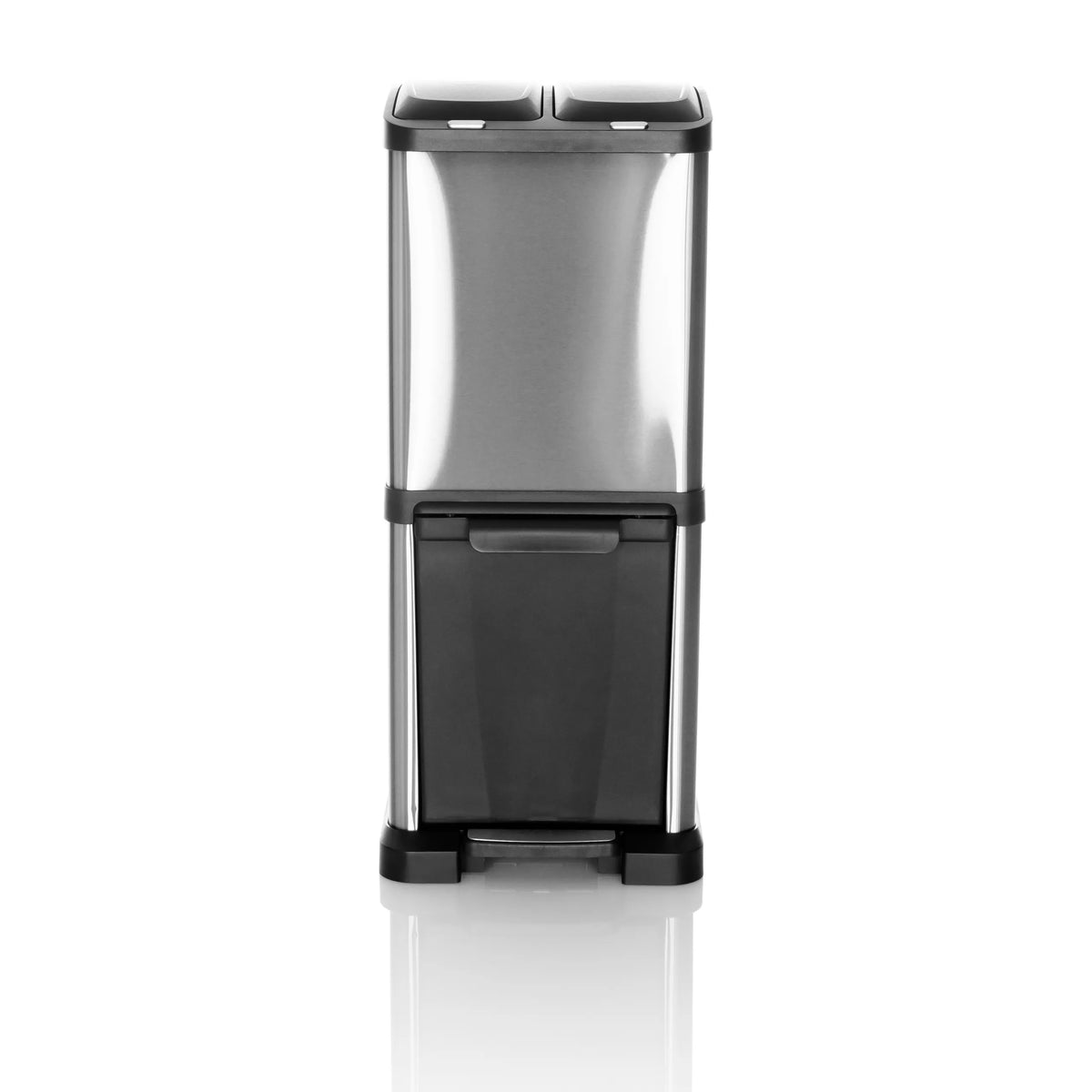 Silver Wastepaper CLEAN VII with two separate bins and foot pedal by hjh OFFICE – 360-degree view (front view 0°)