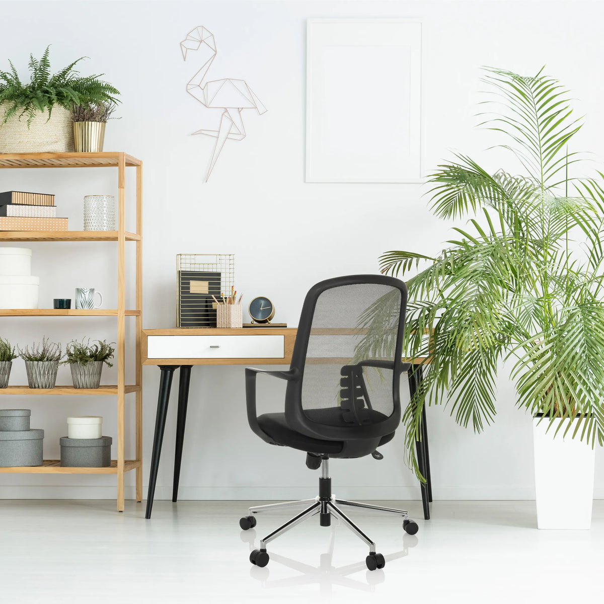 Black Home Office Chair SEDIOLO B with mesh backrest and armrests by hjh OFFICE