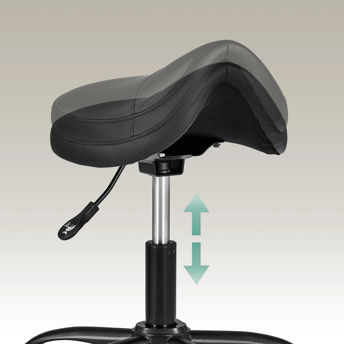 Height-adjustable seat of the Sattix office chair in black with lever and gas spring by hjh OFFICE