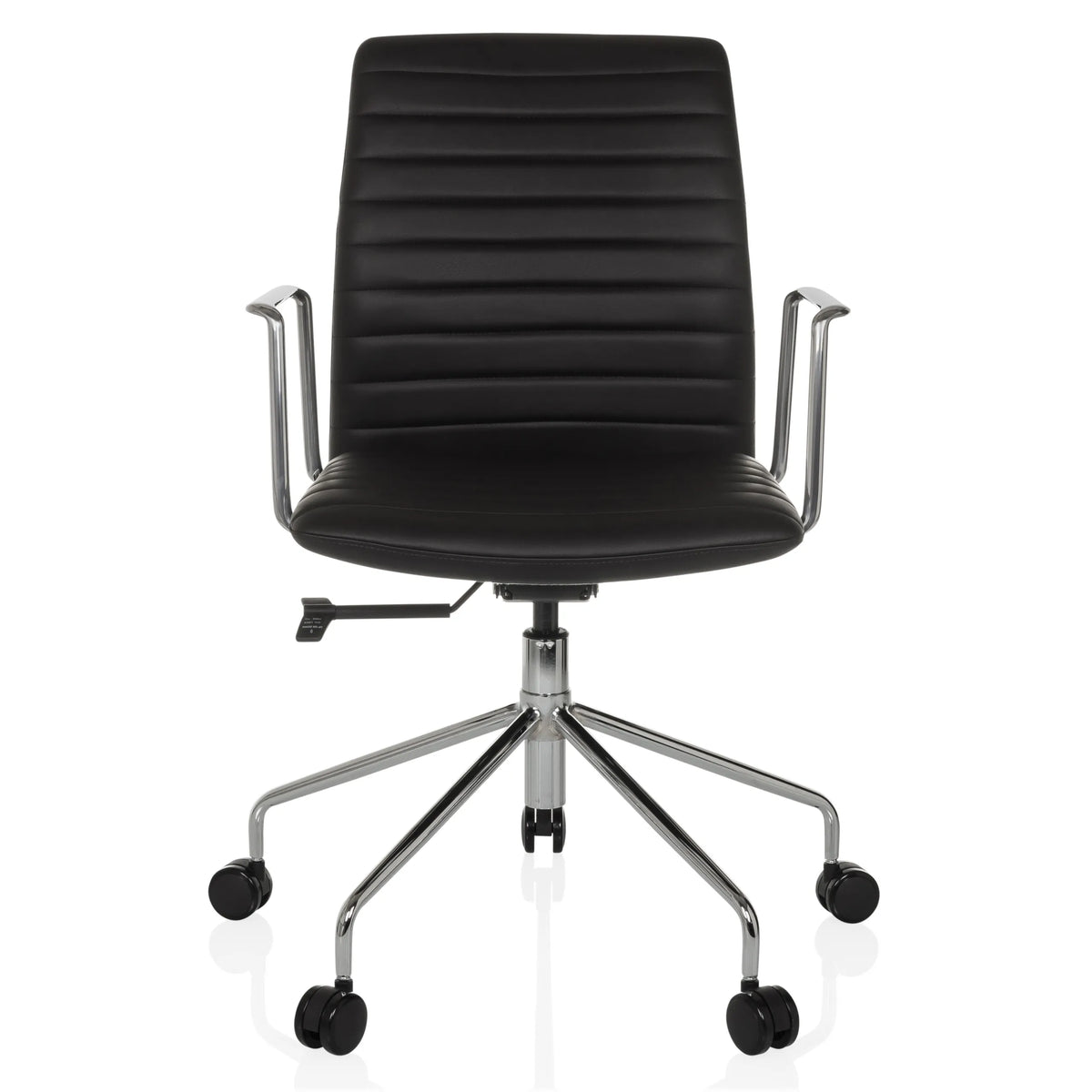 Black Luxury Executive Chair VEMONA 30 with cross-stitching, armrests and five-caster base by hjh OFFICE – 360-degree view (front view 0°)