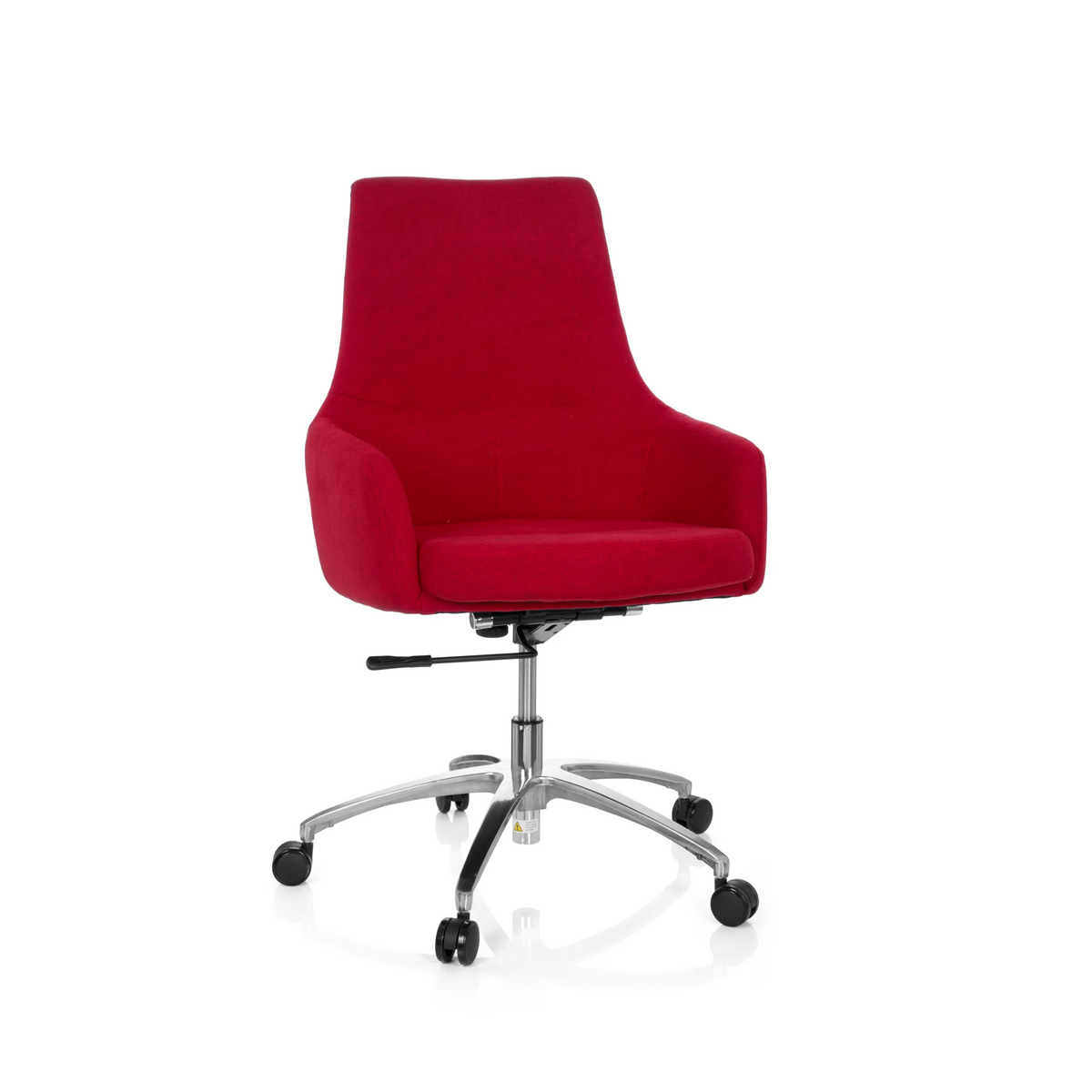 Red Home Office Chair SHAKE 100 with padded seat and five-caster base by hjh OFFICE – 360-degree view (front view 20°)
