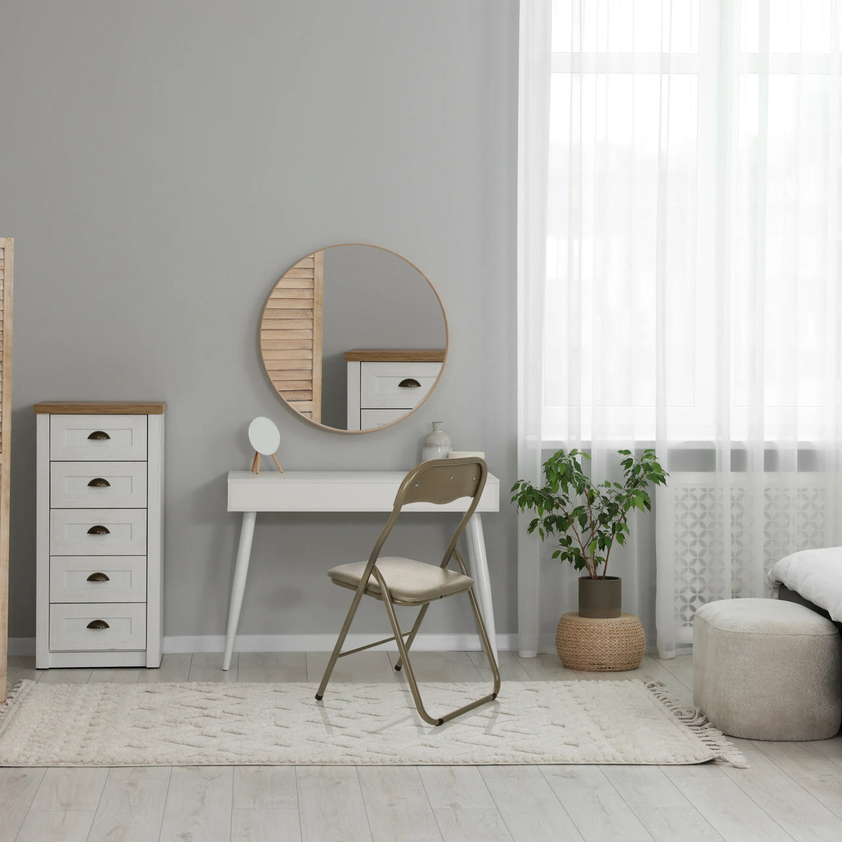 Folding chair TUDELA BASIC in taupe made of PVC with metal frame by hjh OFFICE