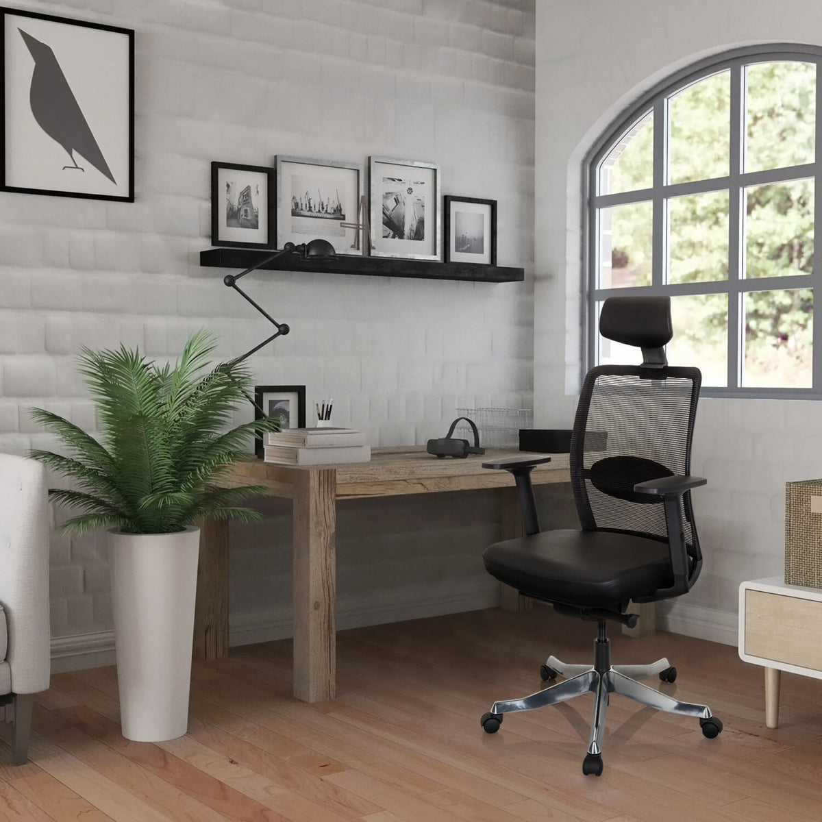 Luxury Executive Chair SENATOR PRO in black with mesh backrest and headrest by hjh OFFICE