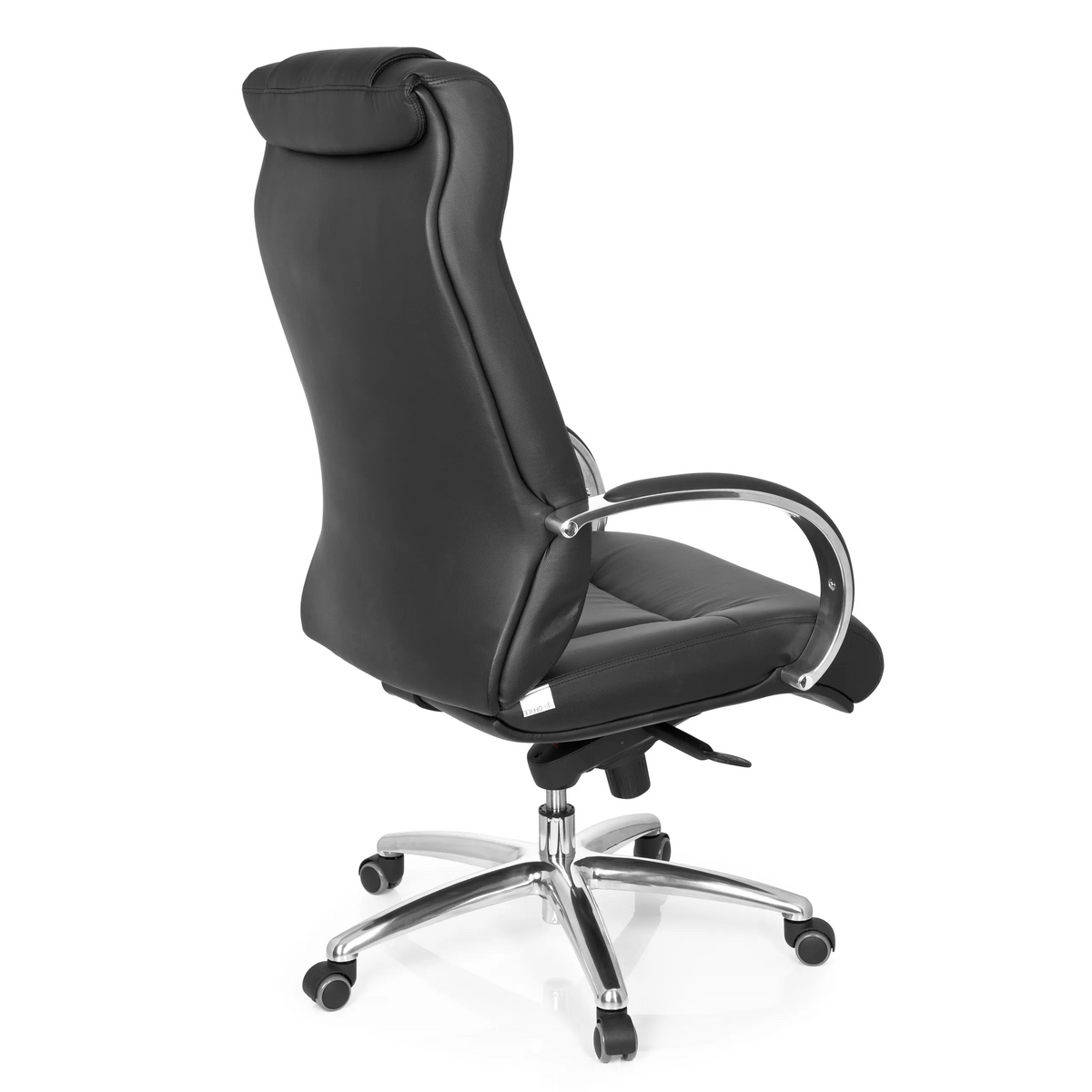 Black Swivel Chair XXL G 600 with armrests and five-caster base by hjh OFFICE – 360-degree view (rear three-quarter view 120°)