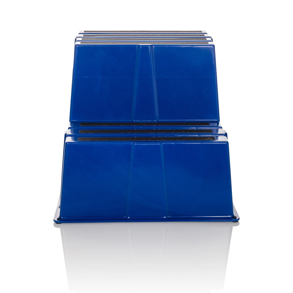 Blue Step stool TIO-E2 with two steps by hjh OFFICE – 360-degree view (front view 0°)