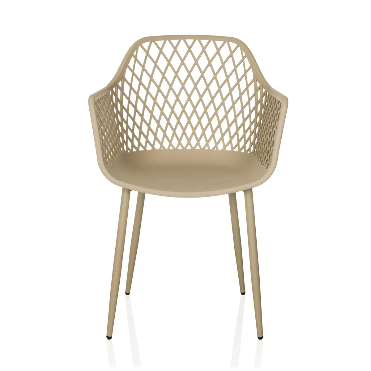 Beige Outdoor chair BEGIO L with mesh backrest and four legs by hjh LIVING – 360-degree view (front view 0°)