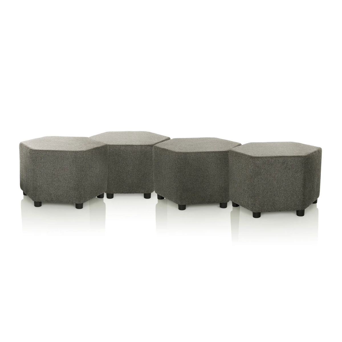 Four grey BAREO upholstered stools in hexagonal shape with black feet by hjh OFFICE