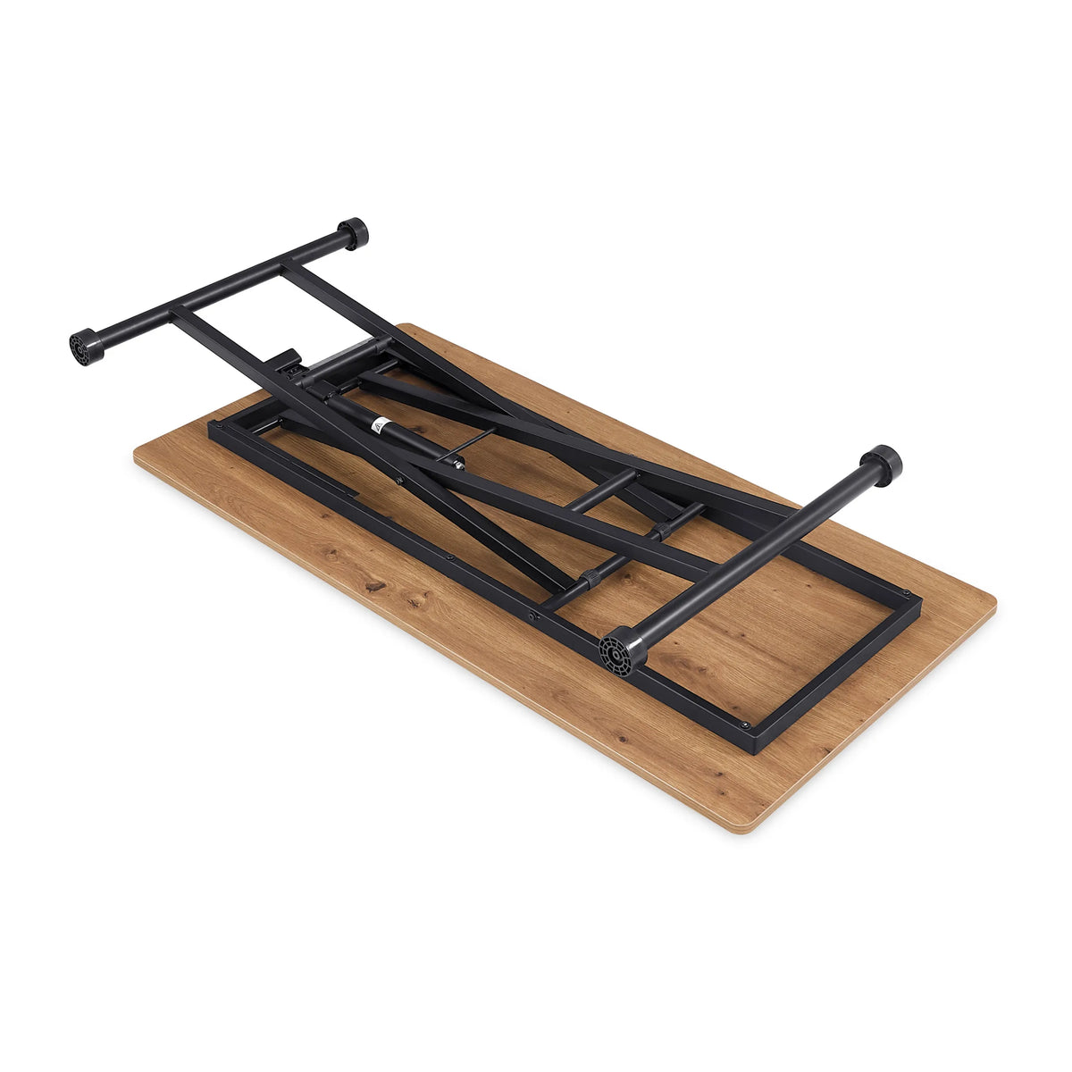 Base of the Worktime Lift table in black with an oak-effect tabletop by hjh OFFICE