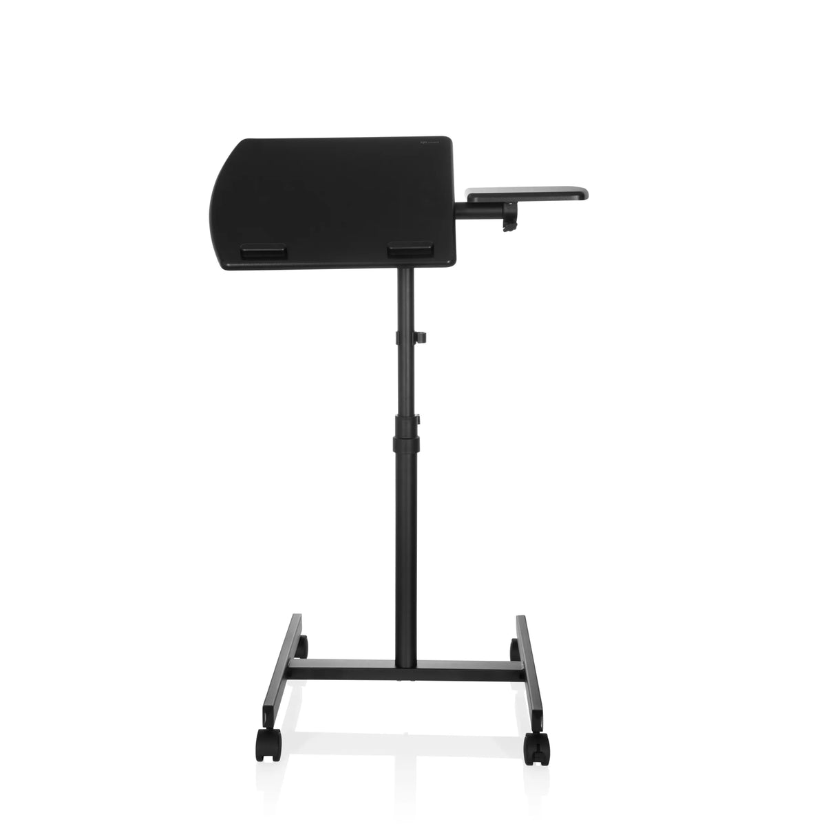 Black Standing desk VM-SL with storage shelf and U-shaped base on castors by hjh OFFICE – 360-degree view (front view 0°)