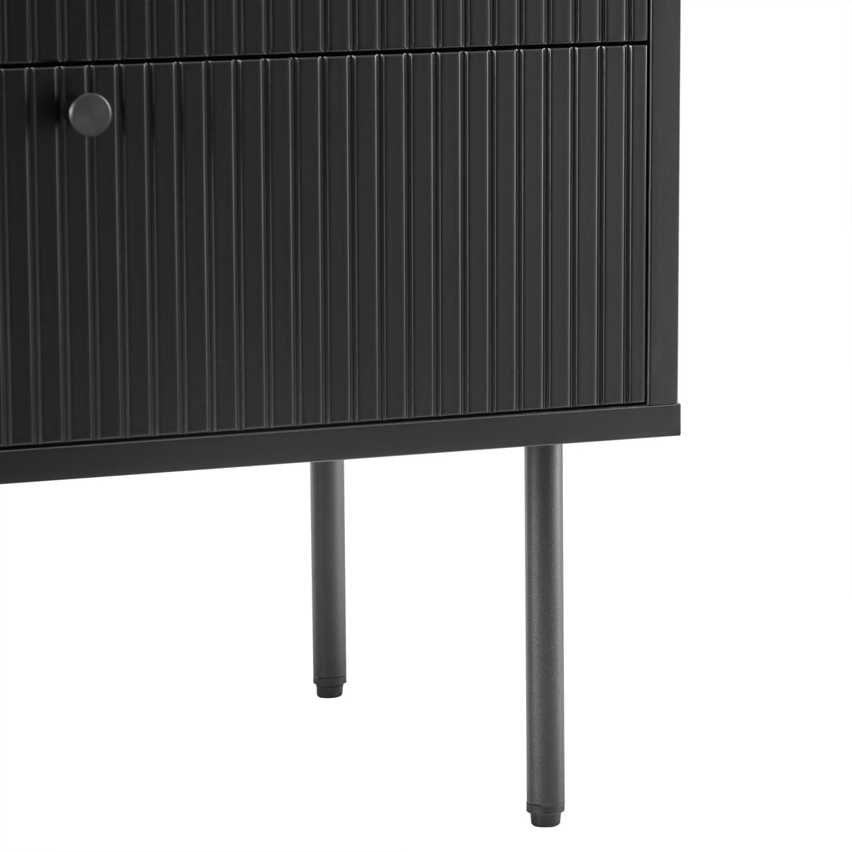 Ribbed front and black metal legs of the Sideboard KARBY S by hjh LIVING