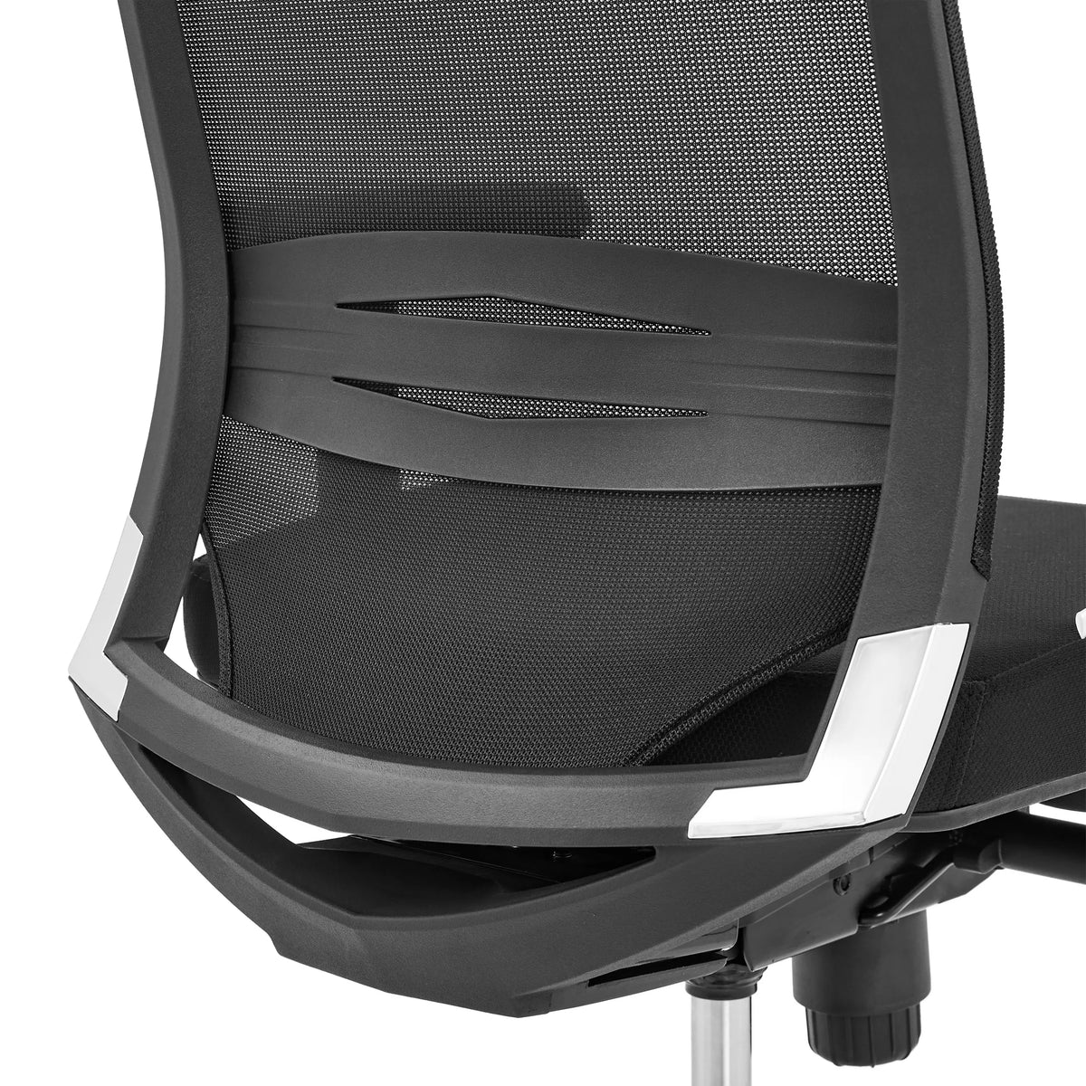 Backrest with mesh fabric and plastic frame of the PORTO PRO Professional Office Chair in black by hjh OFFICE