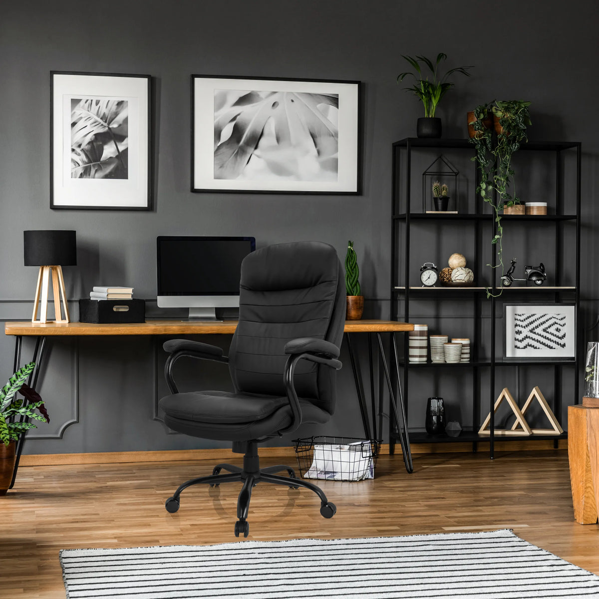 Black Swivel Chair RELAX XXL B made of faux leather with armrests and castors by hjh OFFICE