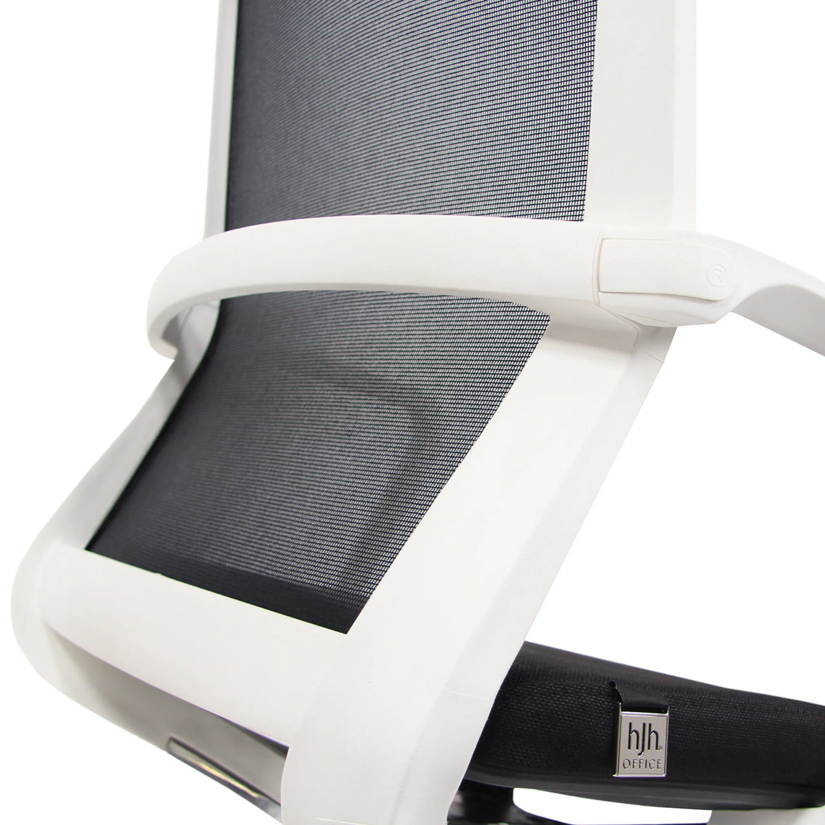 White backrest construction with black mesh cover of the Professional Office Chair MOVE-TEC NET 3D W by hjh OFFICE