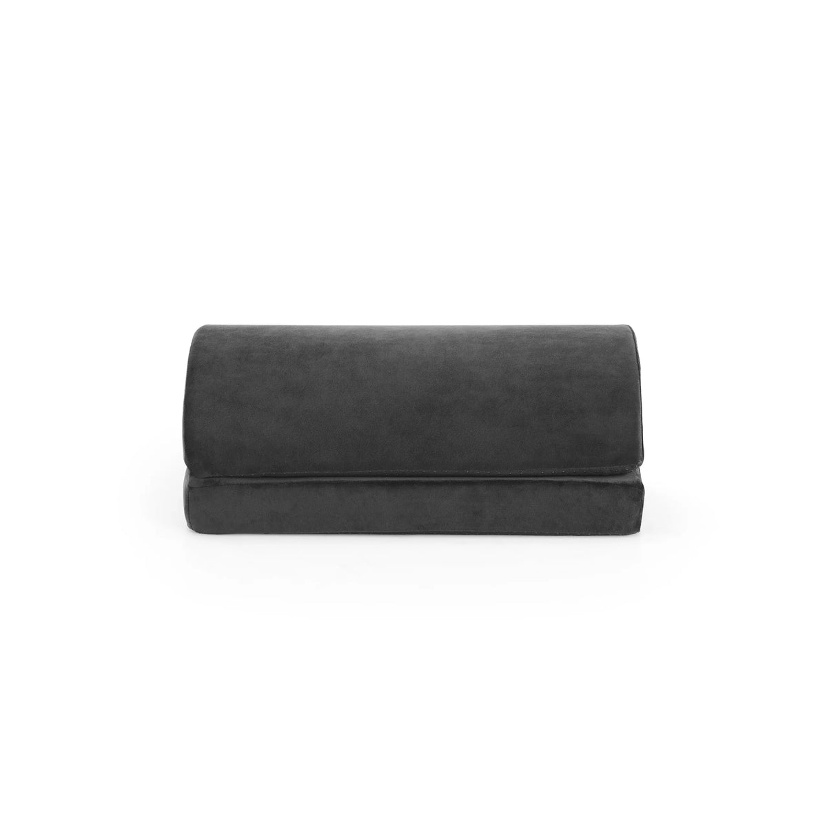 Black Footrest Podi Velvet 1 with soft padding by hjh OFFICE – 360-degree view (front view 0°)