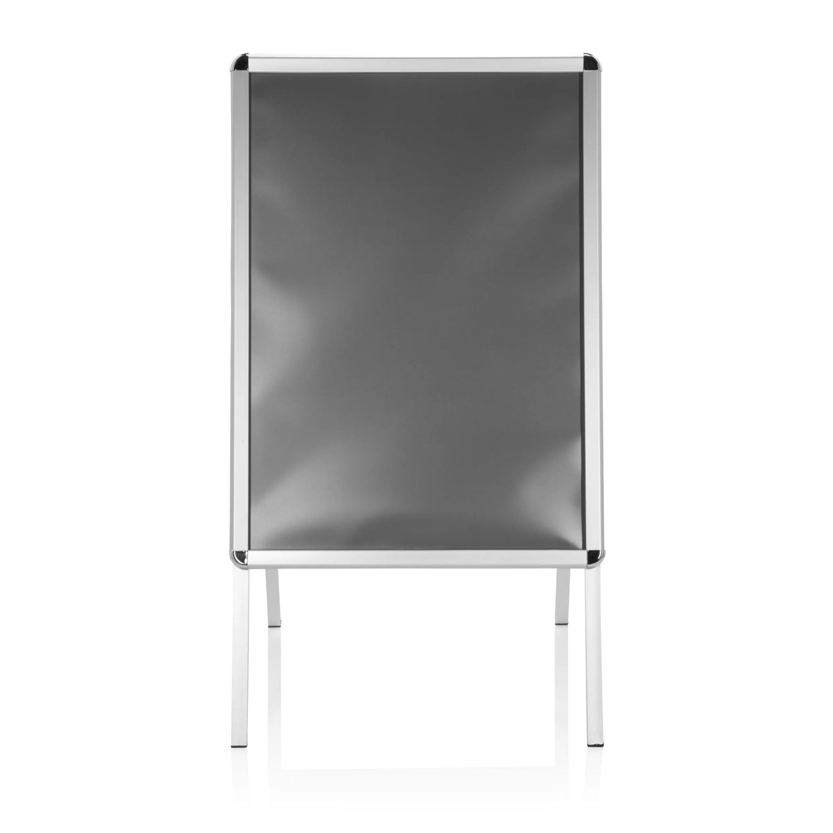 Grey Poster stand AGENDA II with aluminium frame and two feet by hjh OFFICE – 360-degree view (front view 0°)