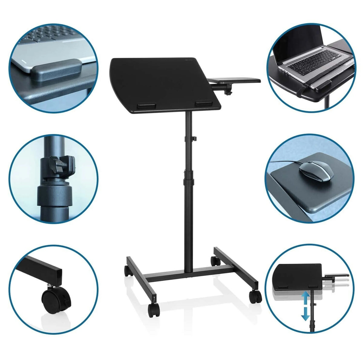 Black Standing desk VM-SL with height-adjustable frame and castors by hjh OFFICE