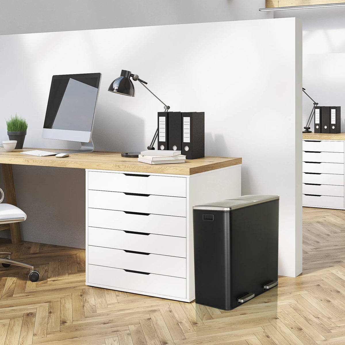 Black wastepaper bin CLEAN XI with a capacity of 30 litres by hjh OFFICE