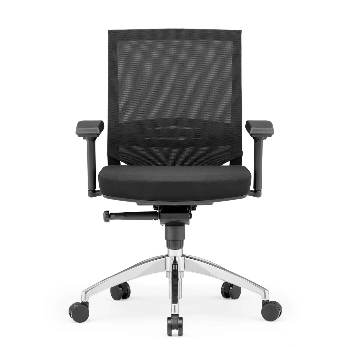 Black Professional Office Chair PORTO PRO with mesh back and five-caster base by hjh OFFICE – 360-degree view (front view 0°)
