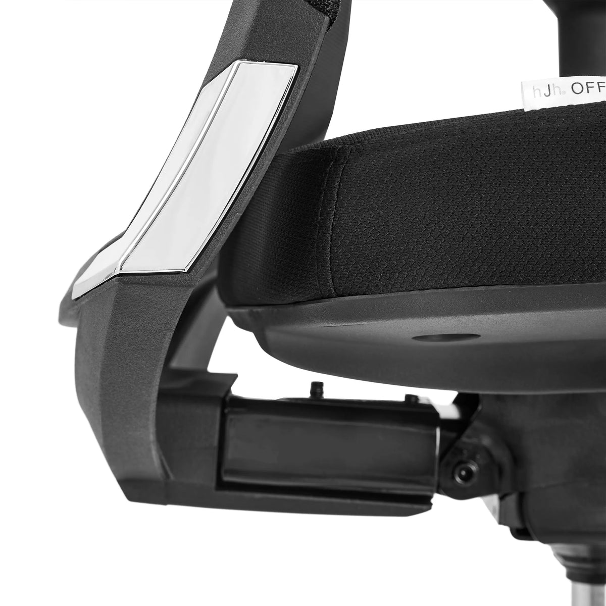 Armrest with chrome element and black padding of the Professional Office Chair PORTO PRO by hjh OFFICE