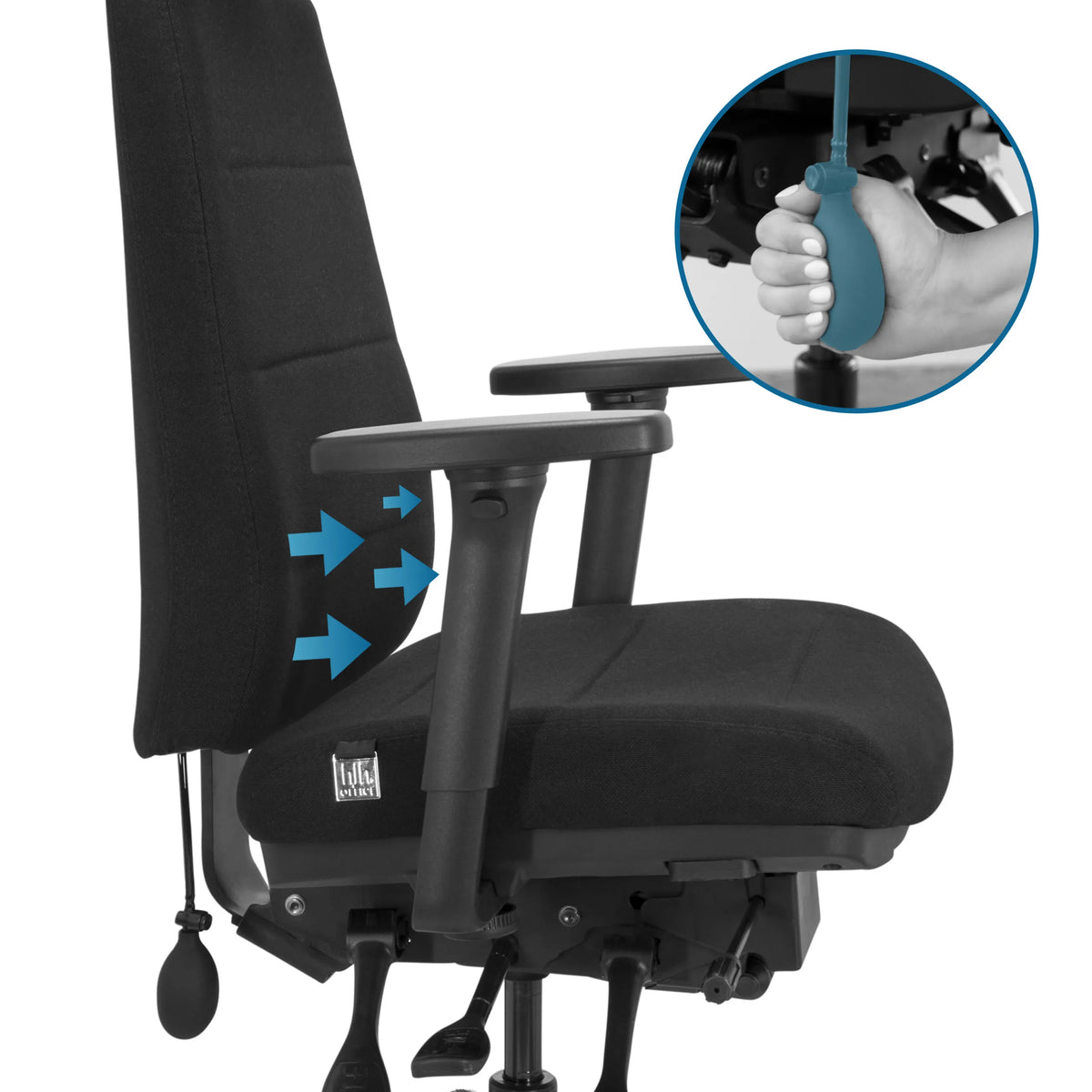 Adjustable lumbar support mechanism of the Professional Office Chair PHOENIX PRO I by hjh OFFICE