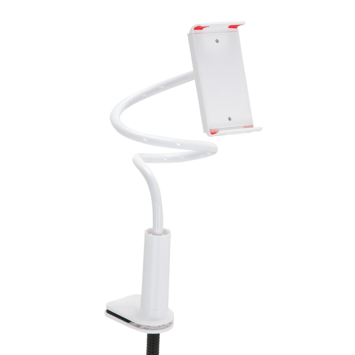 White Mobile phone & tablet holder FLEXMOBI I with flexible gooseneck arm by hjh OFFICE