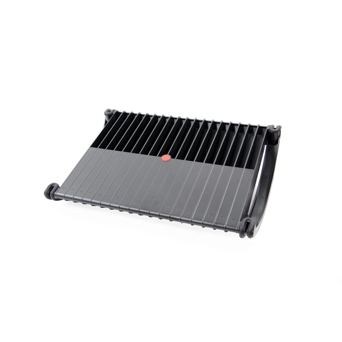 Black Footrest PODI with ribbed structure and side handles by hjh OFFICE – 360-degree view (side profile 83°)