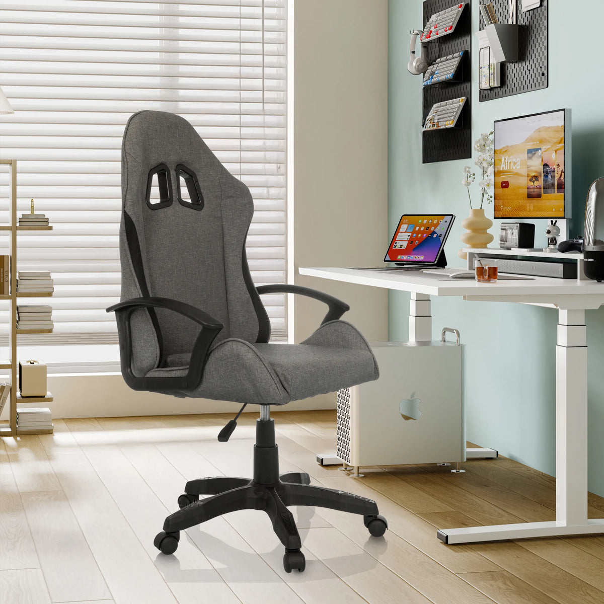Gaming chair GAMEBREAKER W01 in grey-black with integrated headrest openings by MyBuero