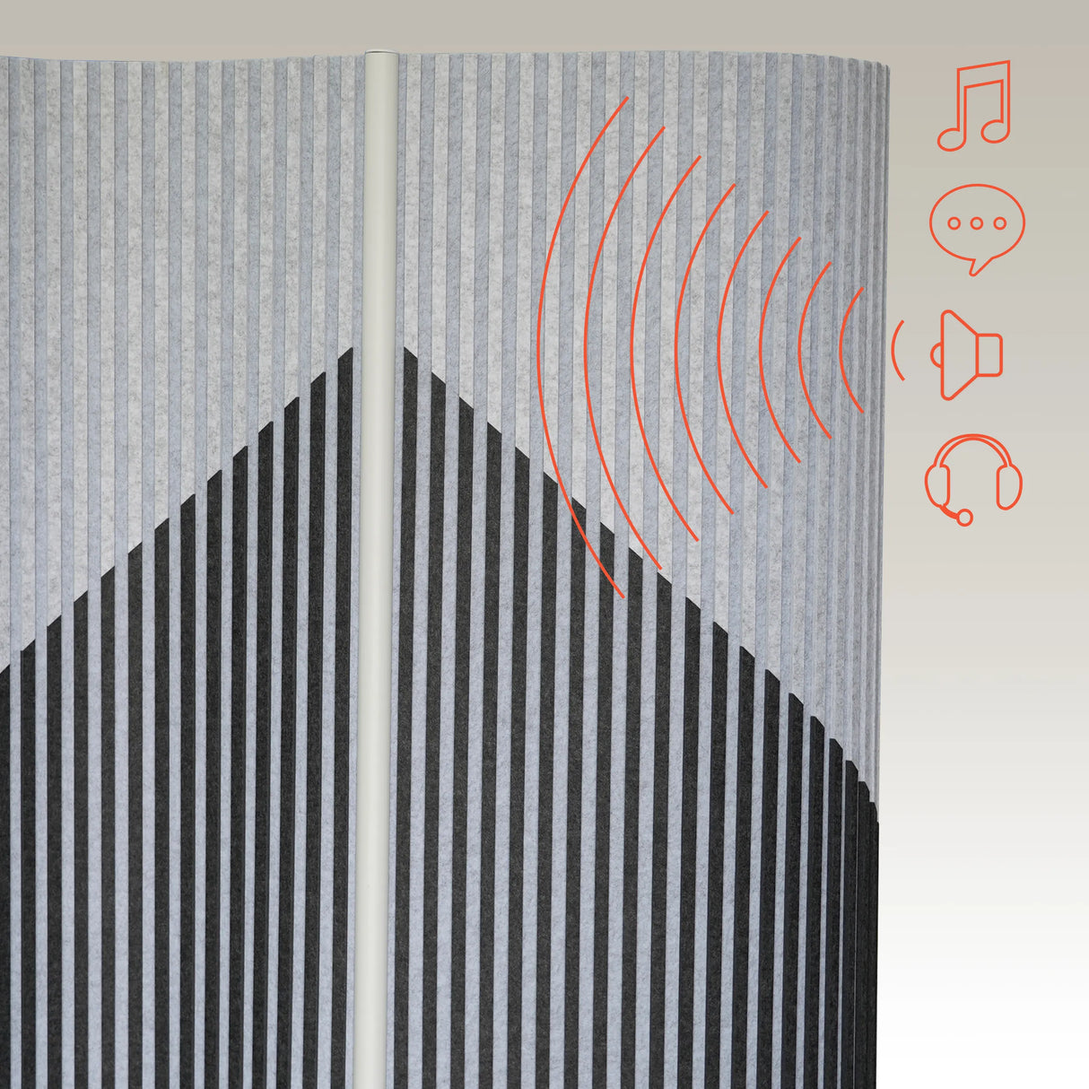 Sound-absorbing surface of the Partition wall Flexmiut Wave in grey with symbolic sound dampening by hjh OFFICE
