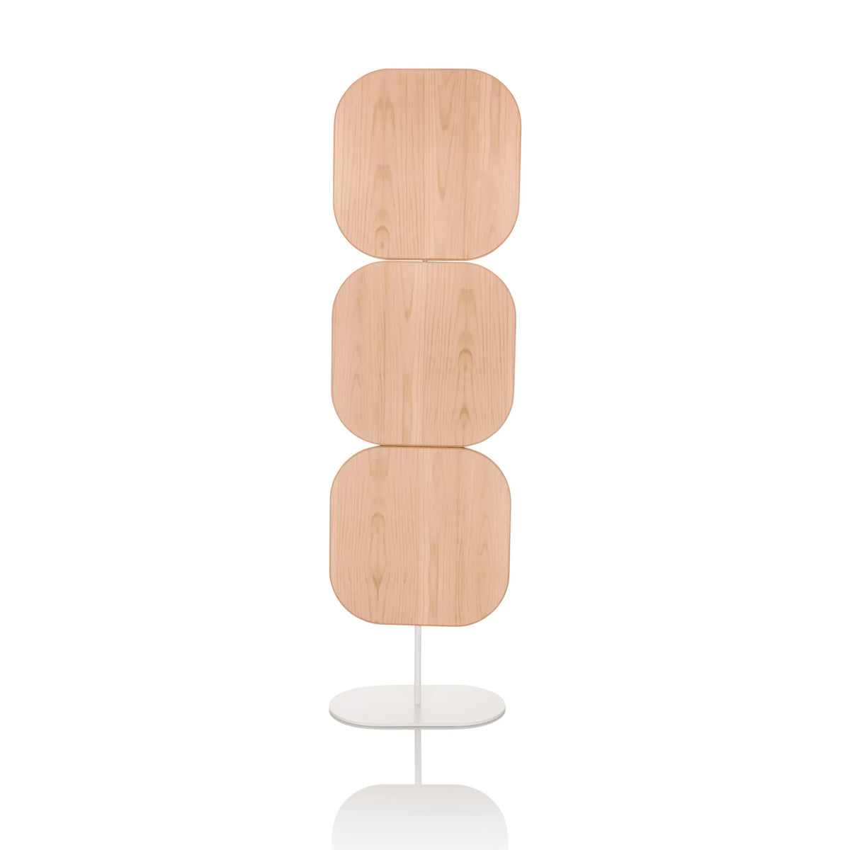 Beige Partition wall FLEXMIUT W with three square elements and a white base by hjh OFFICE – 360-degree view (front view 0°)