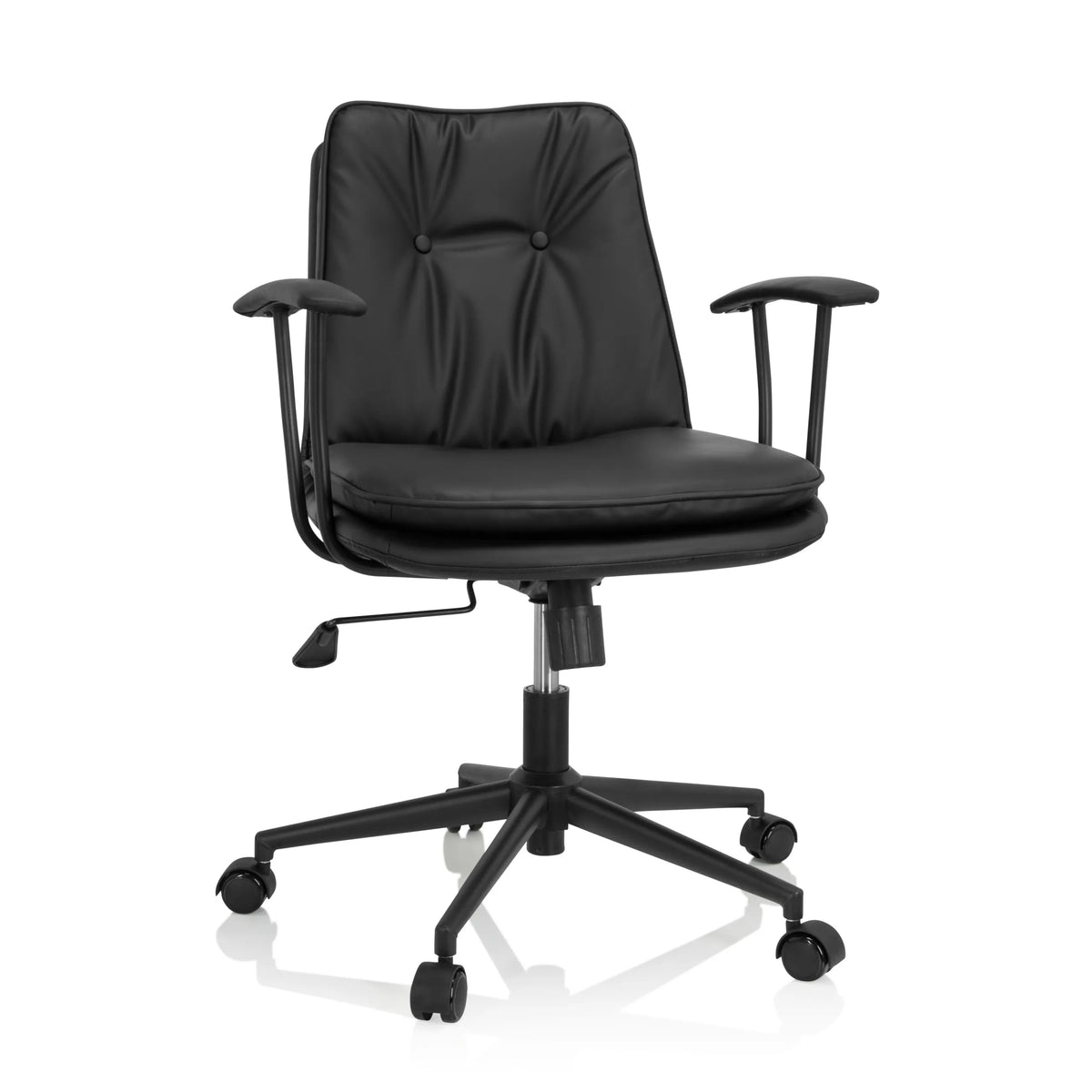 Black Home Office Chair SMALLO with padding and five-caster base by hjh OFFICE – 360-degree view (front view 20°)