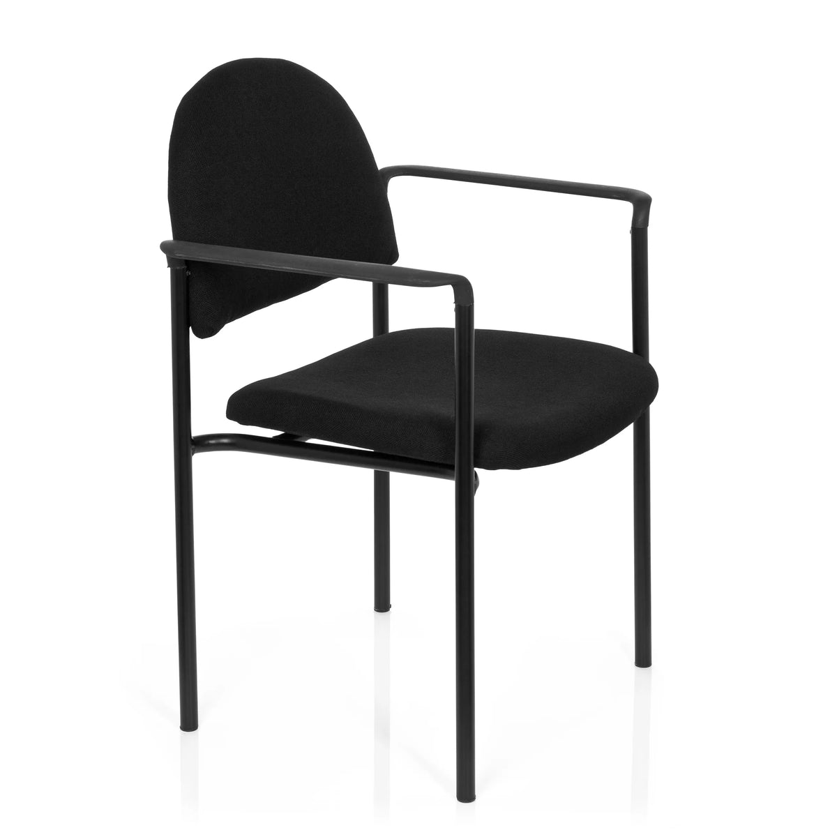 Black four-legged chair XT 700 with armrests and padded seat by hjh OFFICE – 360-degree view (front three-quarter view 60°)