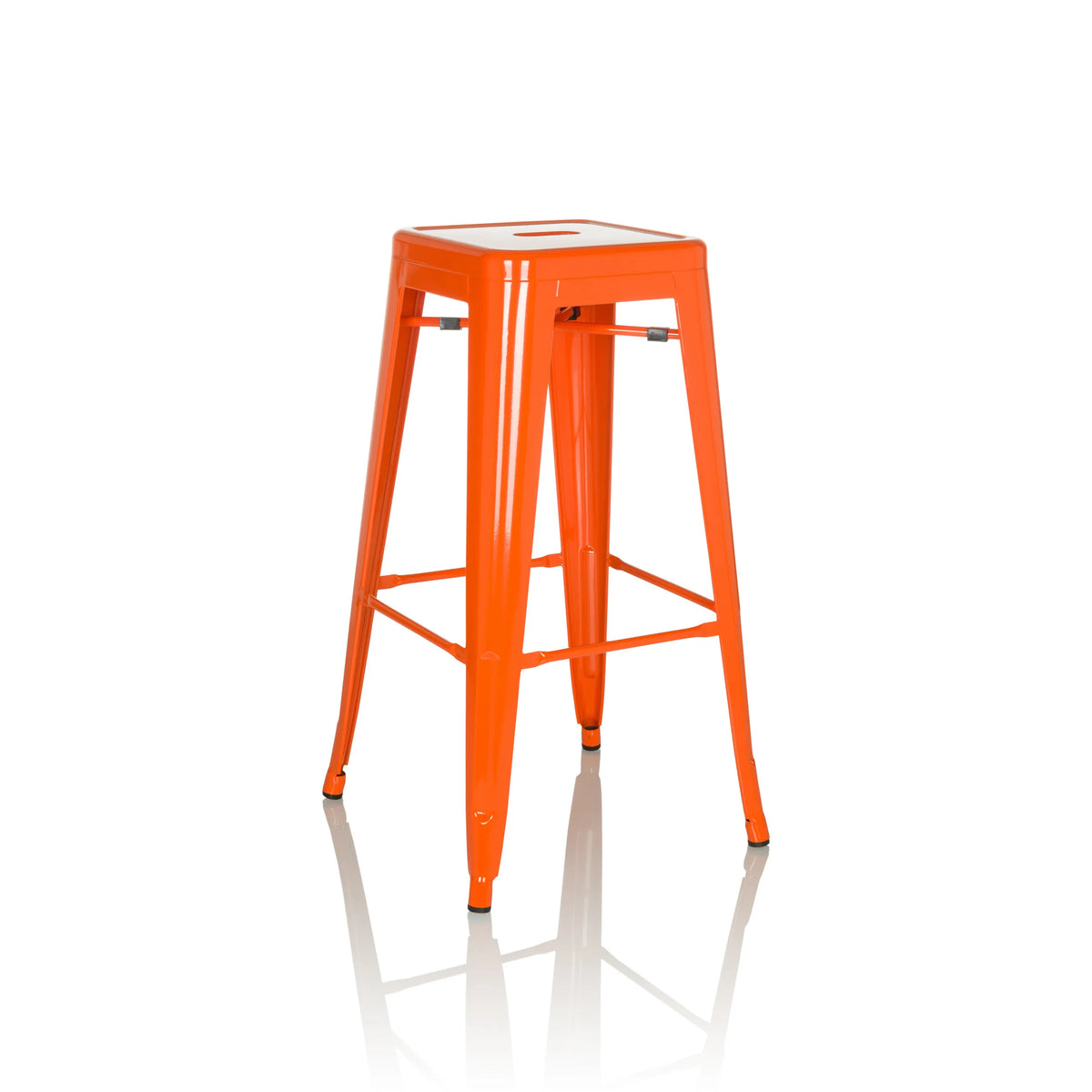 Orange Bar stool VANTAGGIO HIGH with four legs and integrated footrests by hjh OFFICE – 360-degree view (front three-quarter view 30°)