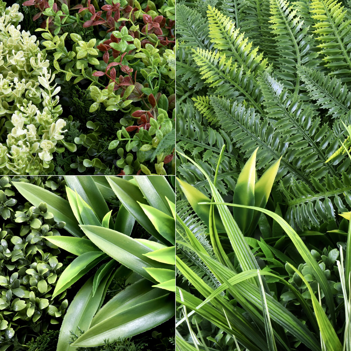 Various leaf structures of the green Plant mat LEAFLUXE 3D by hjh LIVING