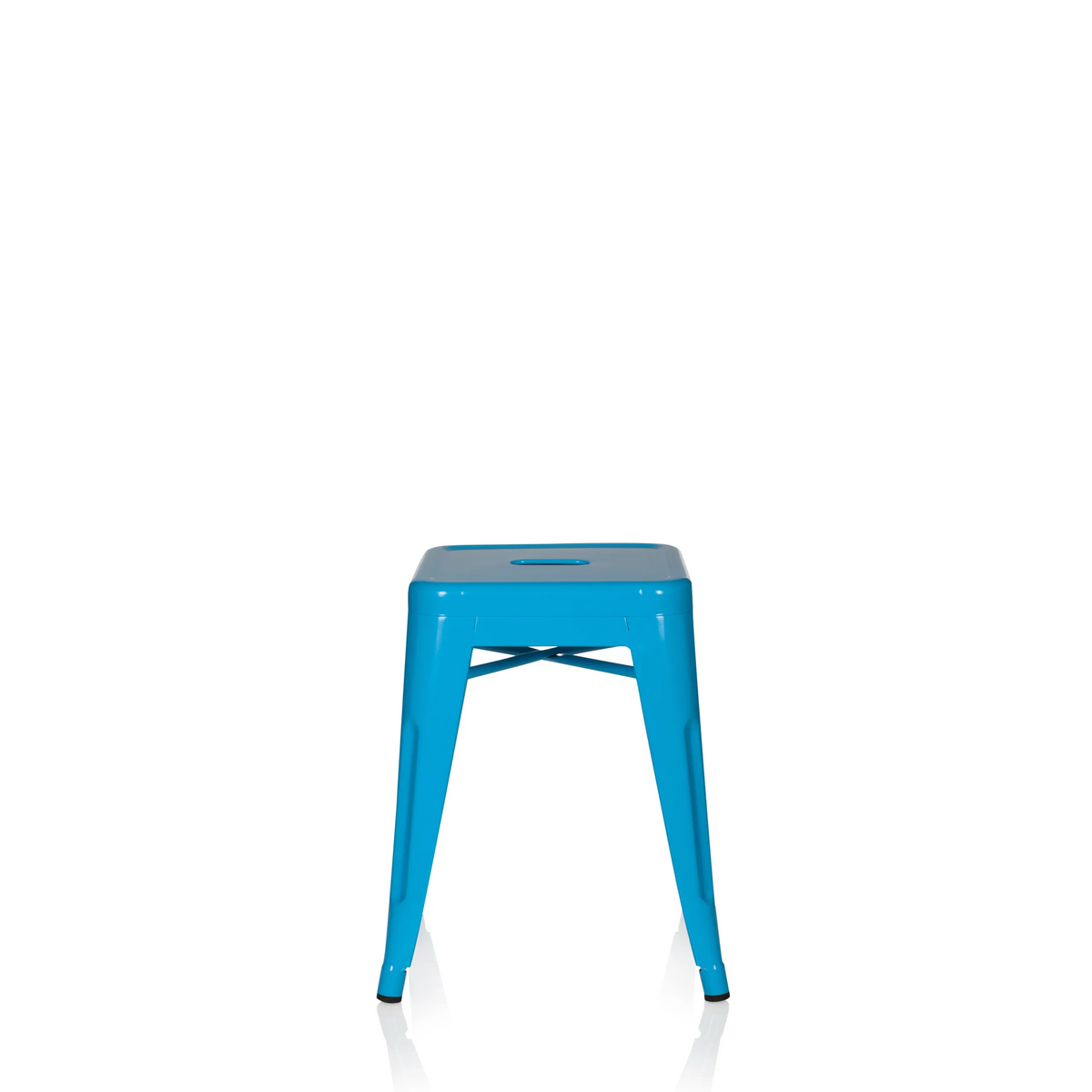 Light blue Bistro stool VANTAGGIO with square seat and struts by hjh OFFICE – 360-degree view (front view 0°)