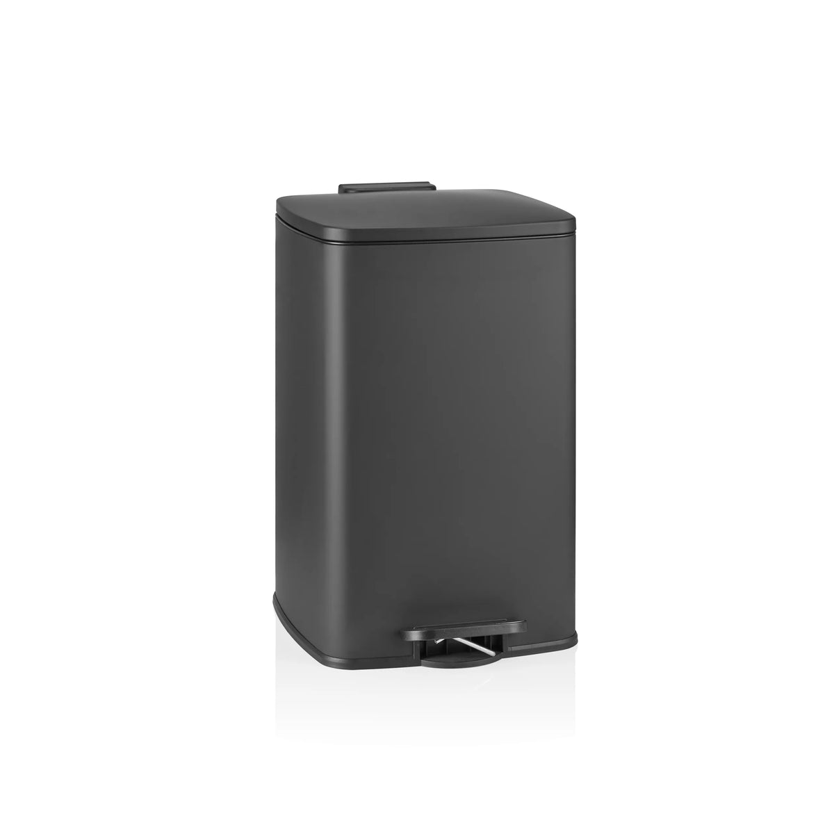 Black wastepaper Clean Step 3 with lid and foot pedal by hjh OFFICE – 360-degree view (front view 15°)
