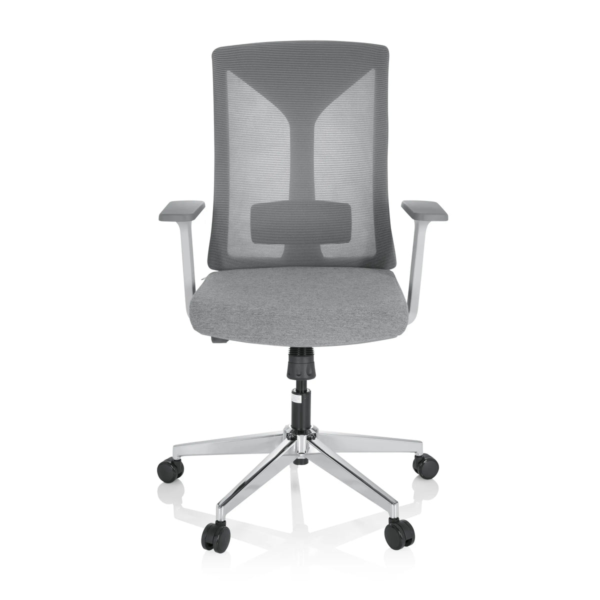 Grey Professional Office Chair HALIFAX with mesh back and a five-caster base by hjh OFFICE – 360-degree view (front view 0°)