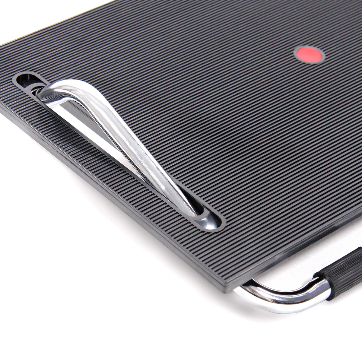 Chrome handle of the black Footrest PODI III by hjh OFFICE