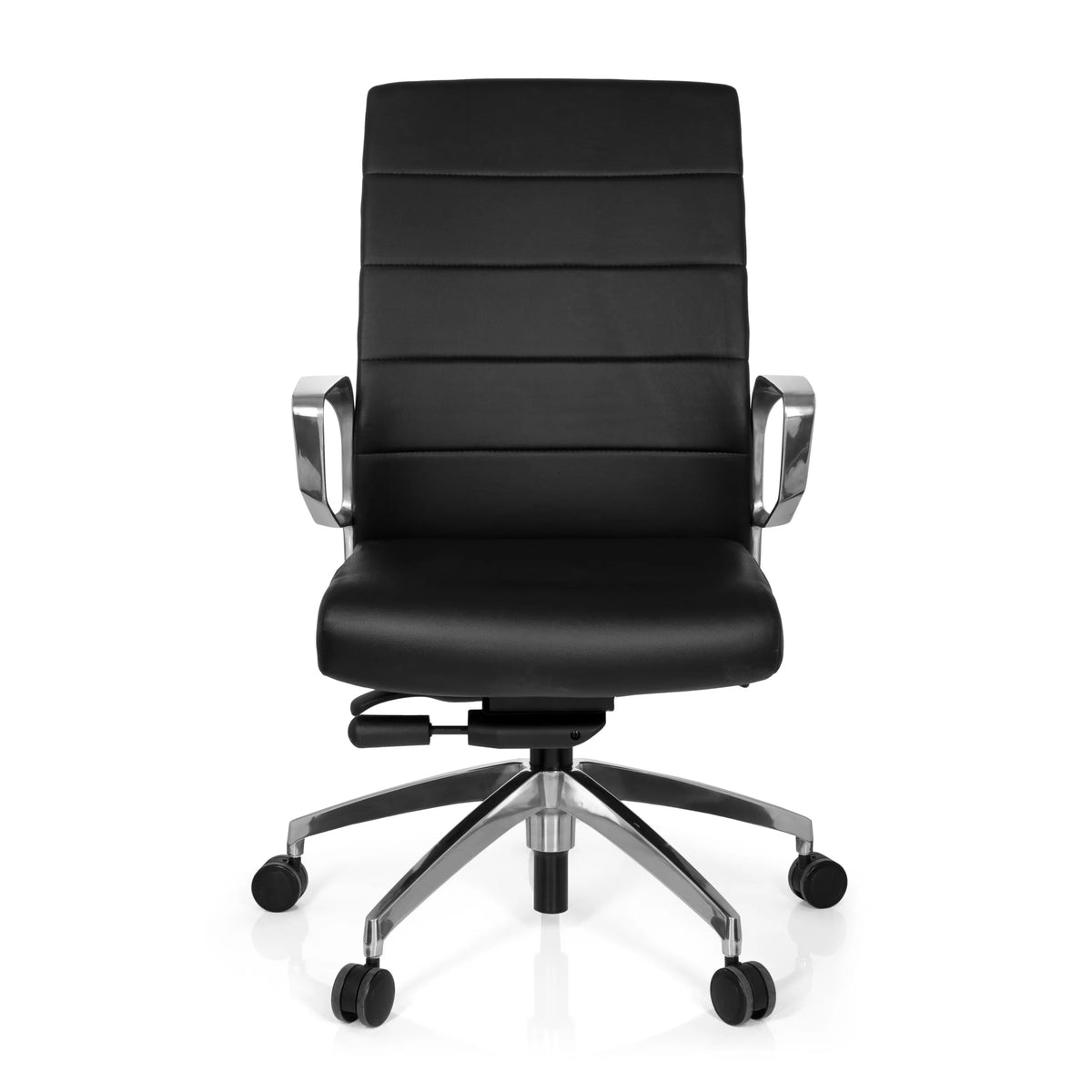 Black Professional Office Chair PROVIDER with quilted padding and five-caster base by hjh OFFICE – 360-degree view (front view 0°)