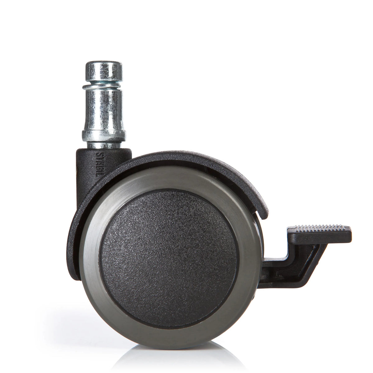 Black Castors 5x ROLO STOP 10mm/50mm for hard floors with locking brake and metal pin by hjh OFFICE