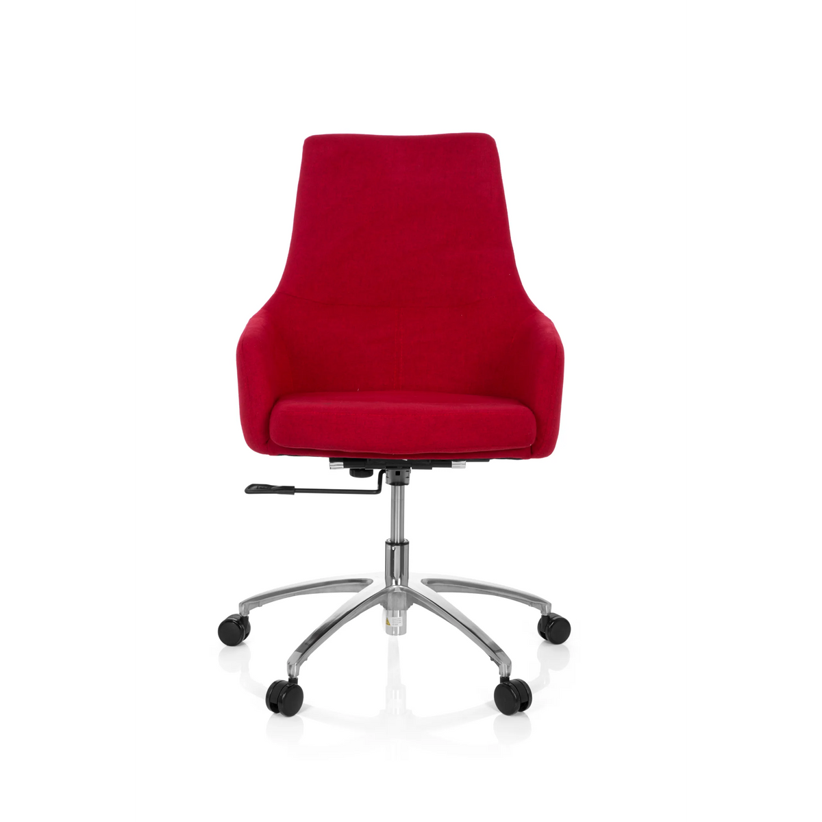 Red Home Office Chair SHAKE 100 with padded seat and five-caster base by hjh OFFICE – 360-degree view (front view 0°)