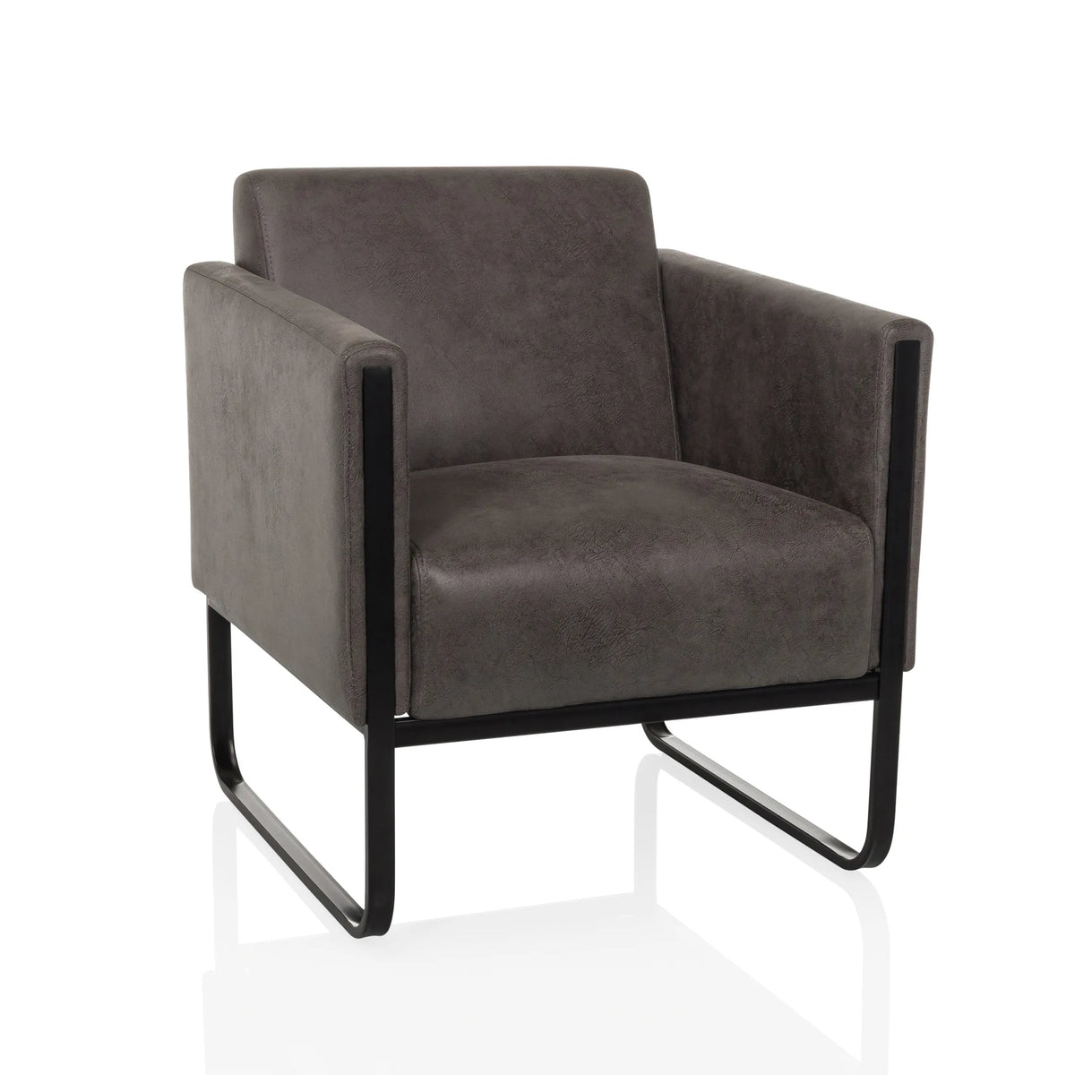 Grey Lounge Chair Aruba Retro with armrests and black frame by hjh OFFICE – 360-degree view (front view 15°)