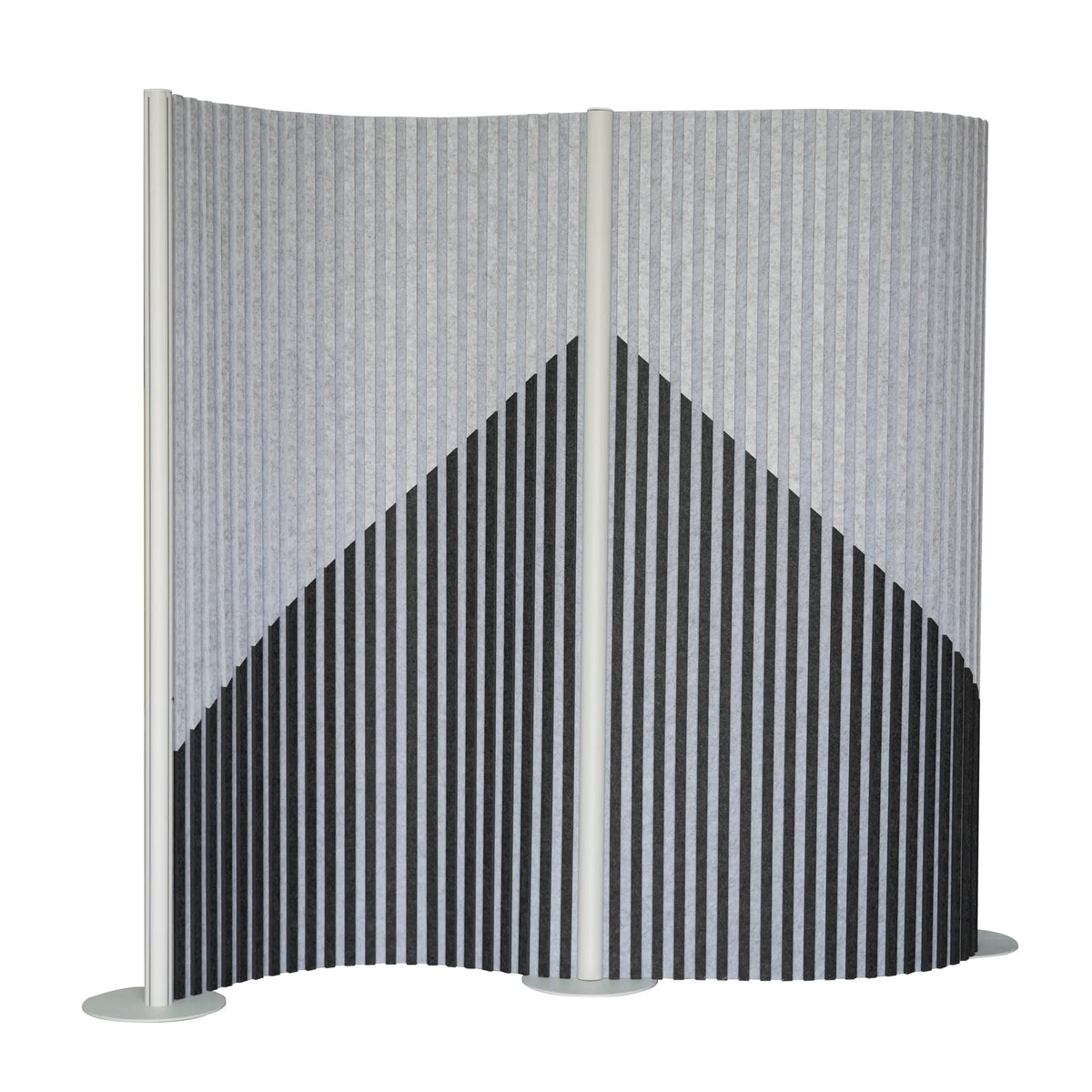 Grey partition wall Flexmiut Wave with graphic stripe pattern and stand feet by hjh OFFICE