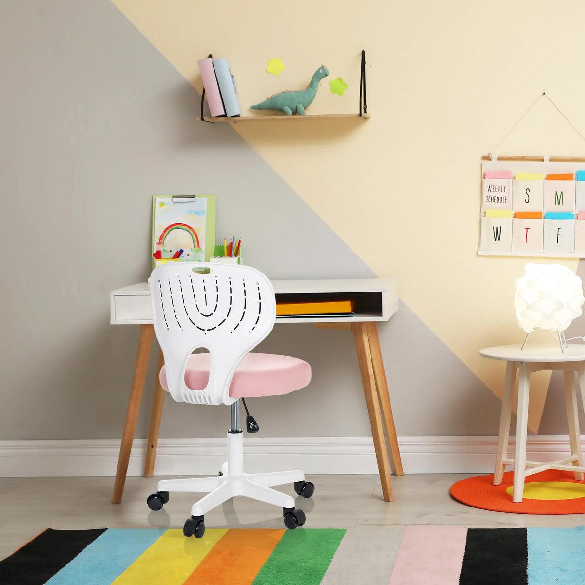 Swivel Chair – Children KIDDY TOP W with white backrest and pink seat by hjh OFFICE