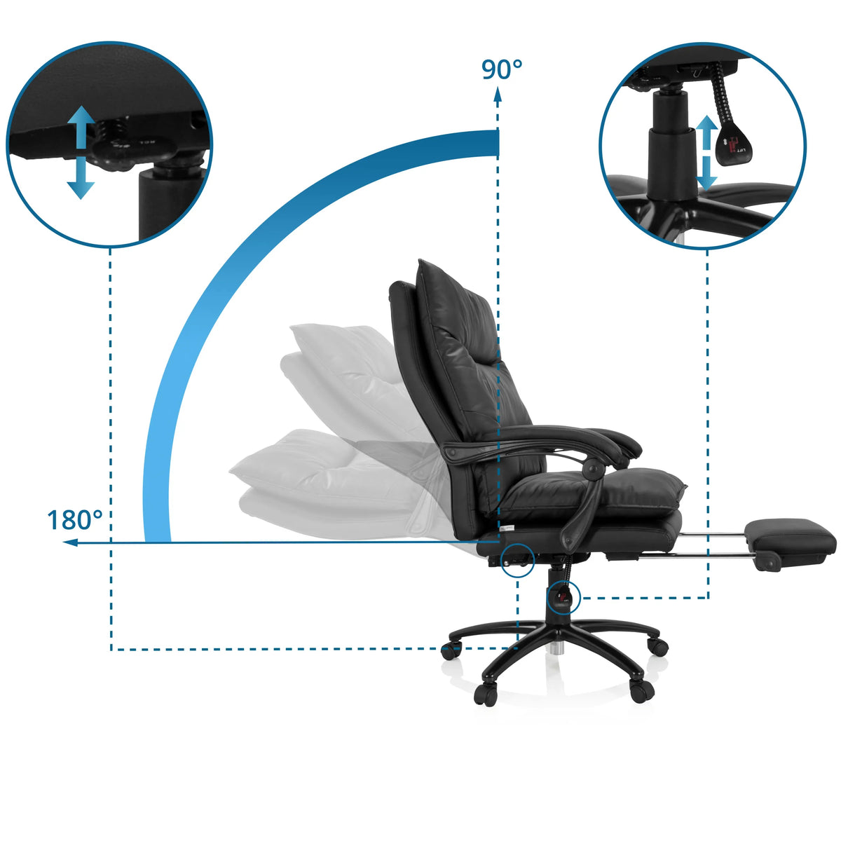 Adjustable backrest with 180 degree recline of the Home Office Executive Chair RELAX CL 200 by MyBuero